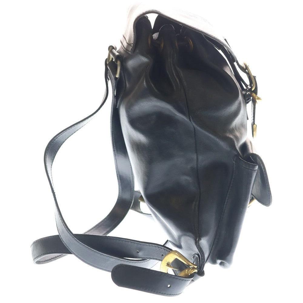 GIANNI VERSACE(ジャンニ ヴェルサーチ) VINTAGE Backpack メデューサロゴ レザーリュックサック バックパック ブラック