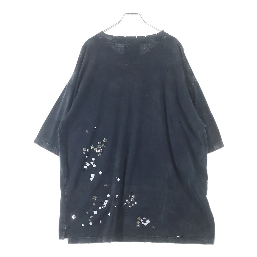 MAISON MIHARAYASUHIRO(メゾンミハラヤスヒロ) EMBELLISH BLEACH TEE ダメージ加工 スタッズ装飾半袖Tシャツ ブラック A15TS631