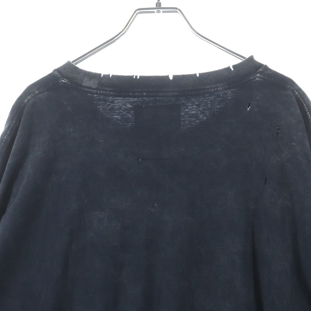 MAISON MIHARAYASUHIRO(メゾンミハラヤスヒロ) EMBELLISH BLEACH TEE ダメージ加工 スタッズ装飾半袖Tシャツ ブラック A15TS631