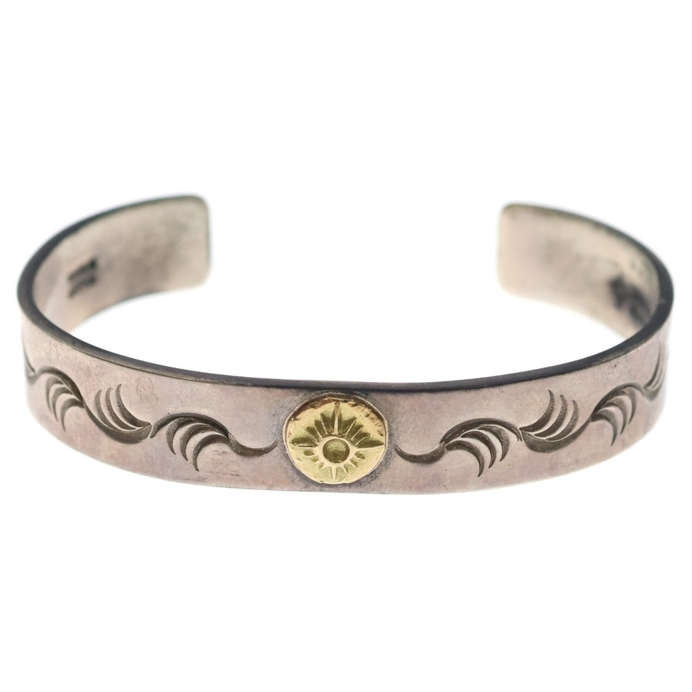 ARIZONA(アリゾナ) K18 太陽神付き 平内バングル 唐草 刻印 シルバー/ゴールド