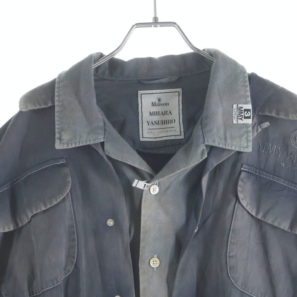 MAISON MIHARAYASUHIRO(メゾンミハラヤスヒロ) 24SS RC TWILL DOUBLE LAYERDE S/S SHIRTS レイヤード 半袖シャツ グレー A12SH071