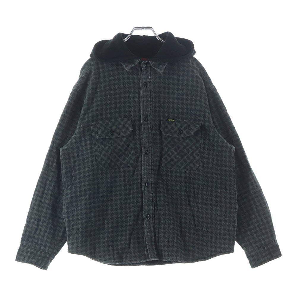 SUPREME(シュプリーム) 22AW Houndstooth Flannel Hooded Shirt ハウンズトゥース フランネル長袖チェックシャツ フーディー グレー