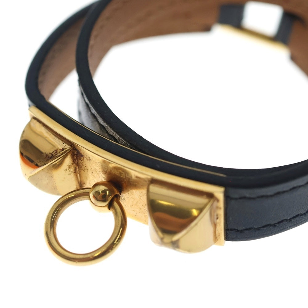 HERMES(エルメス) リヴァル ドゥブルトゥール レザーブレスレット ブラック/ブラウン A刻印 レディース