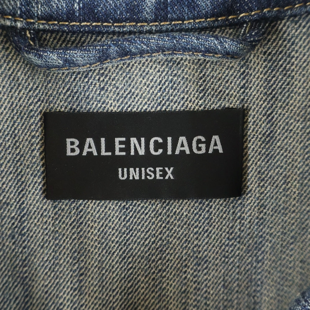 BALENCIAGA(バレンシアガ) Distressed Graffiti Decoration Denim Jacket ダメージ加工 スパンコール装飾 グラフィティデニムジャケット インディゴ