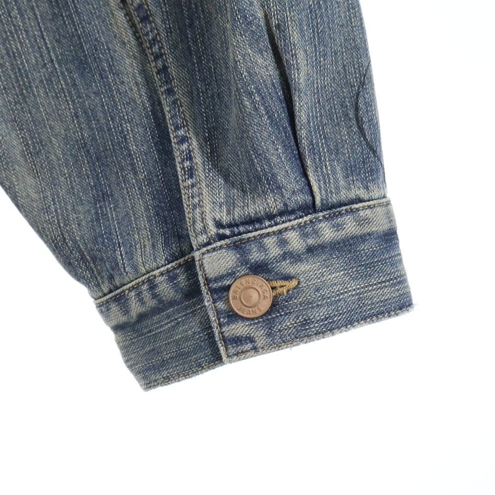 BALENCIAGA(バレンシアガ) Distressed Graffiti Decoration Denim Jacket ダメージ加工 スパンコール装飾 グラフィティデニムジャケット インディゴ
