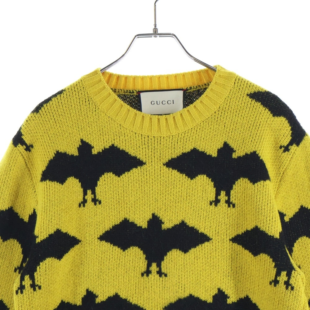 GUCCI(グッチ) Wool Knit Sweater クルーネックウールニットセーター イエロー 493648 X9E79