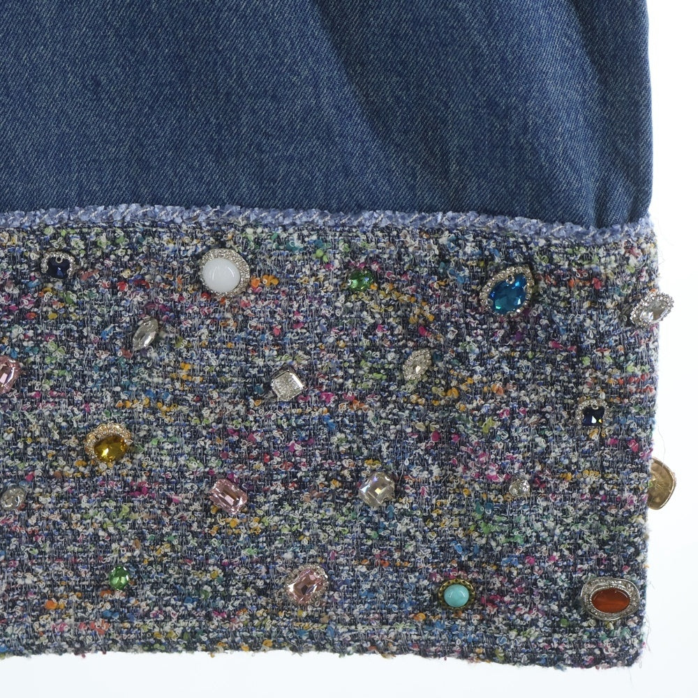 BIRTH OF ROYAL CHILD(バースオブロイヤルチャイルド) Tweed Patchwork Wide Jeans ツイードパッチワーク ワイドデニムパンツ インディゴ