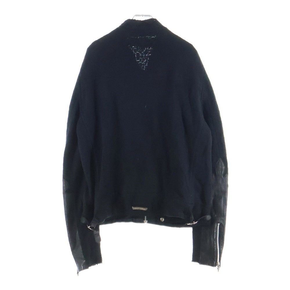 CHROME HEARTS(クロムハーツ) CASHMERE JACKET アームフレアニーレザー ダガージップ カシミヤニットジャケット ブラック