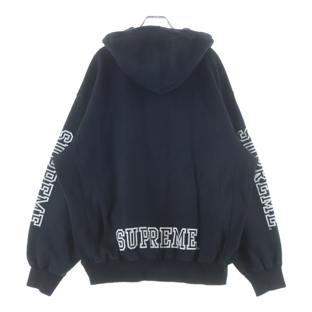 SUPREME(シュプリーム) 24AW Collegiate Sleeve Hooded Sweatshirt カレッジエイトロゴ スリーブ フーデッド スウェットシャツ パーカー ブラック