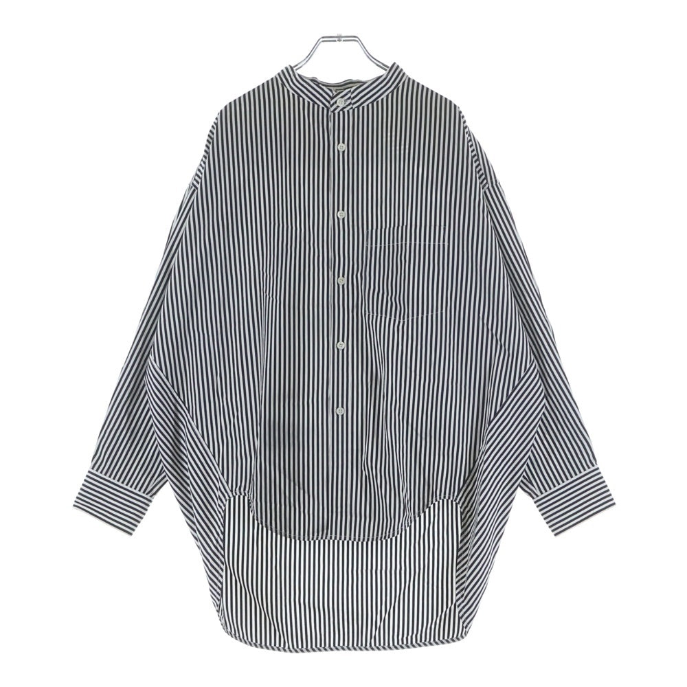 BALENCIAGA(バレンシアガ) バックロゴプリント ネックリボンストライプ 長袖シャツ レディース ホワイト/ブラック 520497 TDM09