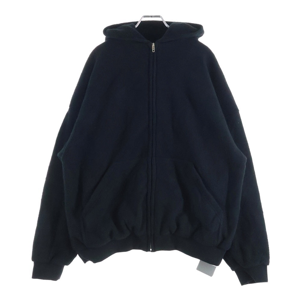 BALENCIAGA(バレンシアガ) OUTERWEAR ZIP-UP HOODIE 768694 TRVZ8 ア フリース ジップアップ バックロゴジャケット ブラック