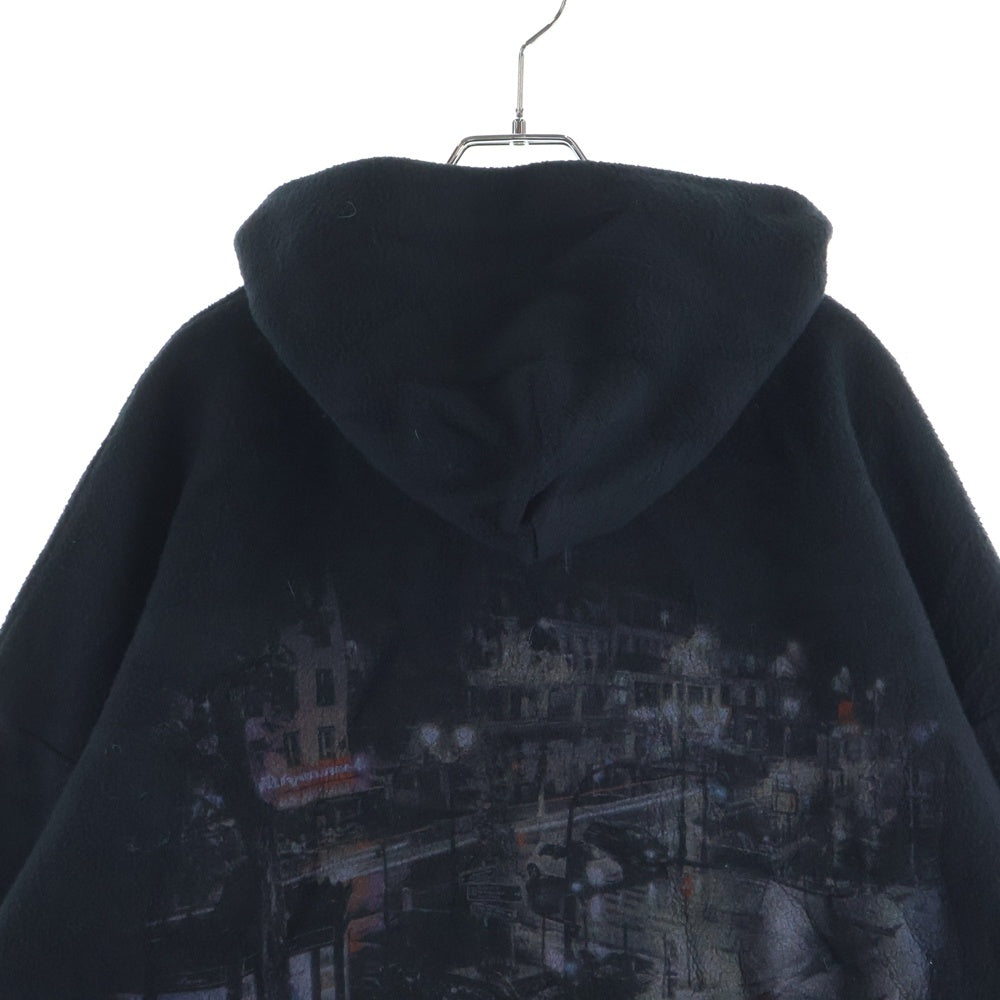 BALENCIAGA(バレンシアガ) OUTERWEAR ZIP-UP HOODIE 768694 TRVZ8 ア フリース ジップアップ バックロゴジャケット ブラック
