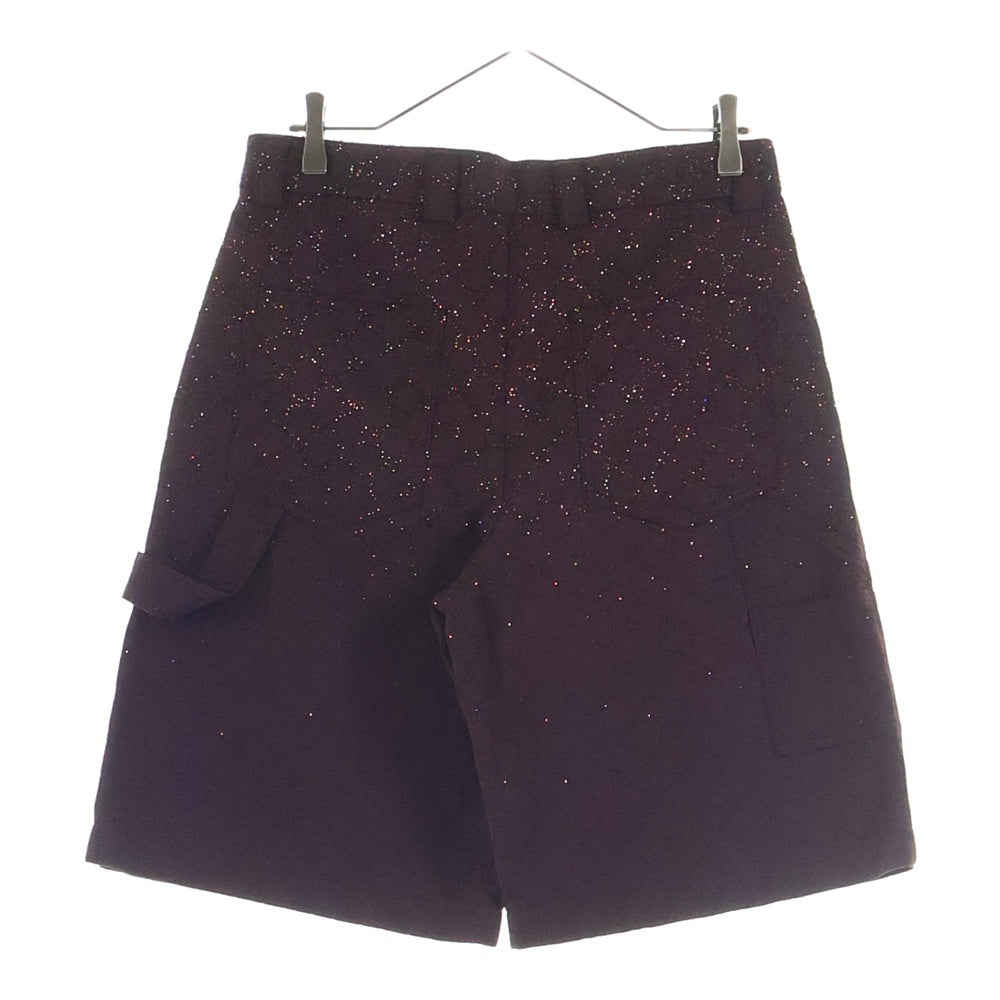 GUCCI(グッチ) Crystal GG Canvas Shorts ラインストーン装飾 GGキャンバス ショーツ ハーフパンツ バーガンディ 855092 ZKU09