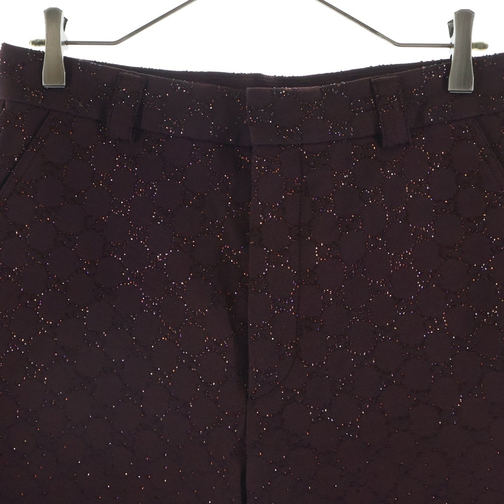 GUCCI(グッチ) Crystal GG Canvas Shorts ラインストーン装飾 GGキャンバス ショーツ ハーフパンツ バーガンディ 855092 ZKU09