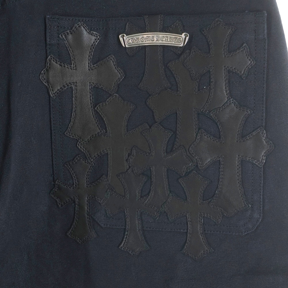 CHROME HEARTS(クロムハーツ) Cemetery Cross Leather Patch Cotton Cargo Pants セメタリー レザ クロスパッチ コットン カーゴパンツ ブラック
