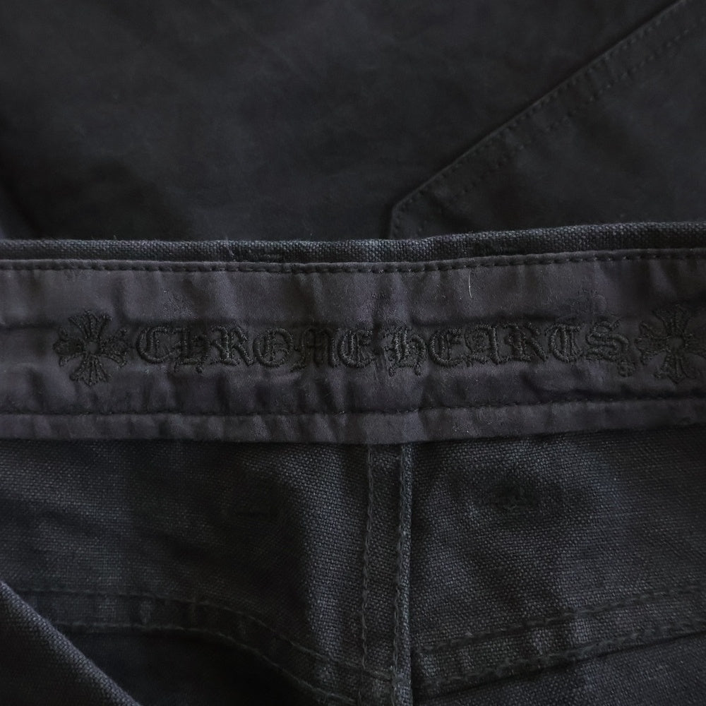 CHROME HEARTS(クロムハーツ) Cemetery Cross Leather Patch Cotton Cargo Pants セメタリー レザ クロスパッチ コットン カーゴパンツ ブラック