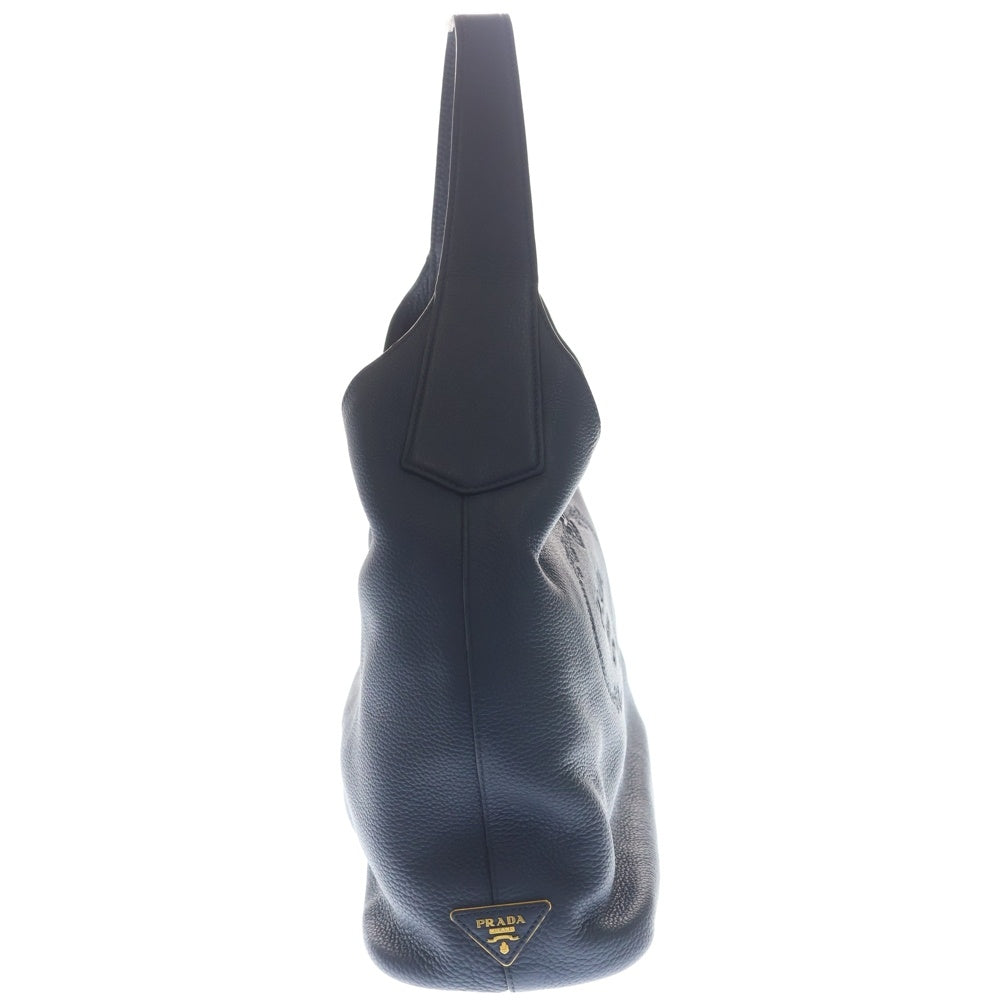 PRADA(プラダ) 1 Shoulder トライアングルロゴ 型押し レザーハンドバッグ ネイビー 1BC026 レディース