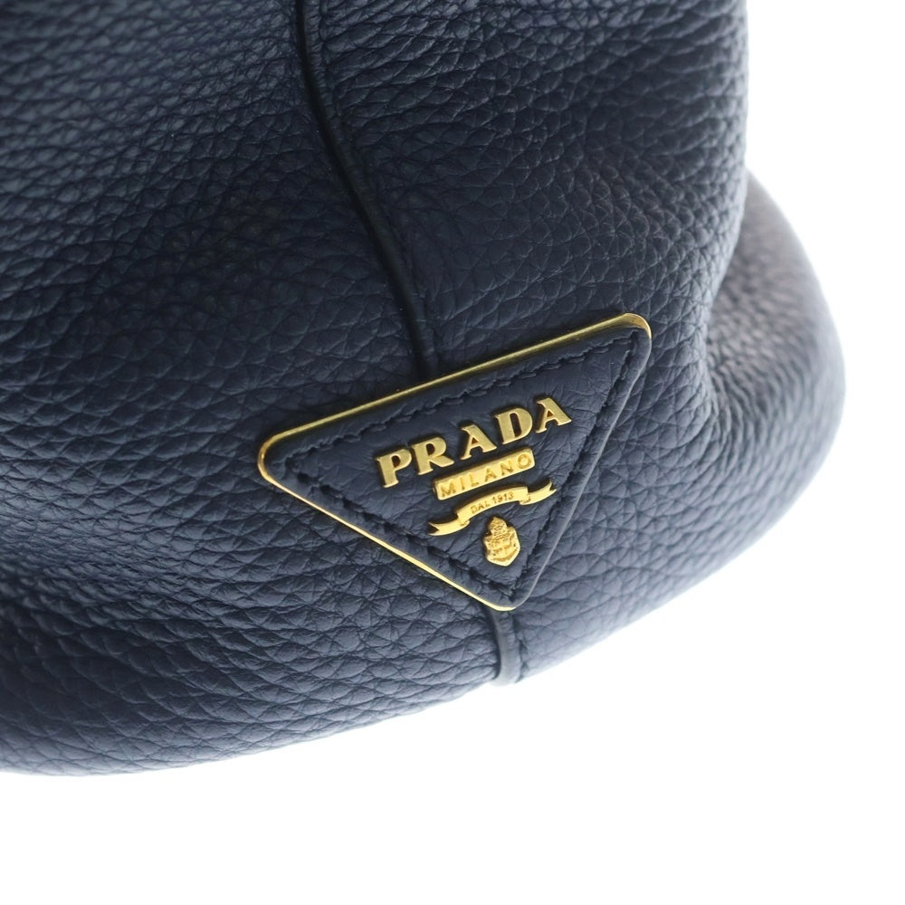 PRADA(プラダ) 1 Shoulder トライアングルロゴ 型押し レザーハンドバッグ ネイビー 1BC026 レディース