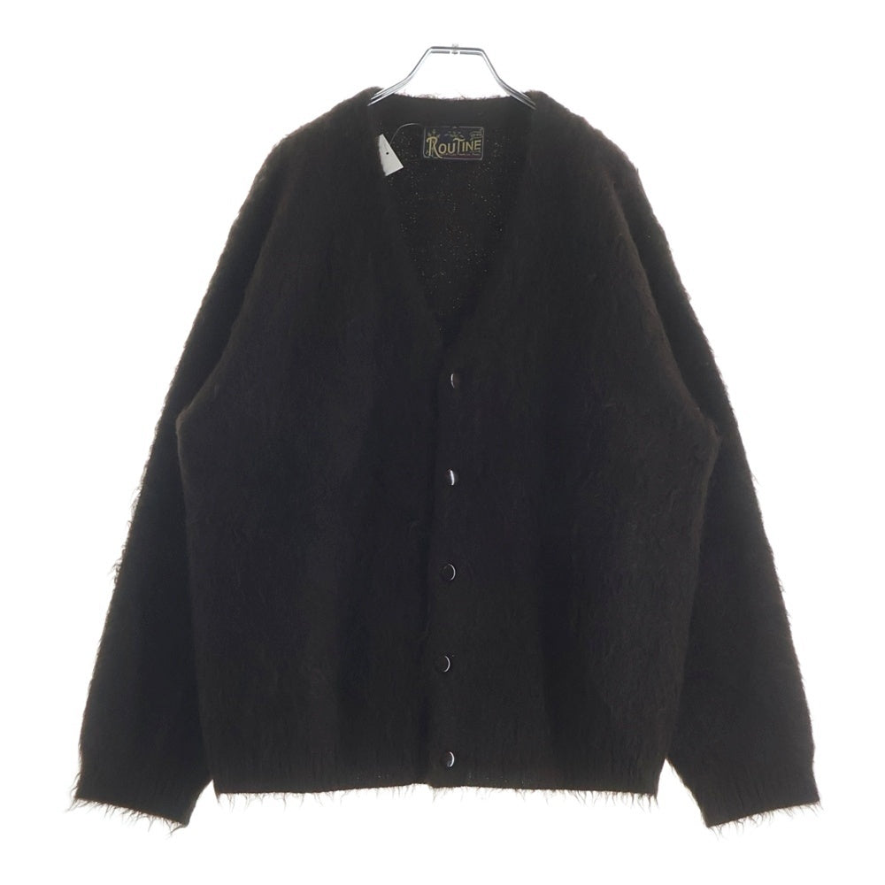 NO BRAND(ノーブランド) ROUTINE(ルーティーン) ソリッド起毛カーディガン モヘアニットカーディガン ブラウン RT24A-C43