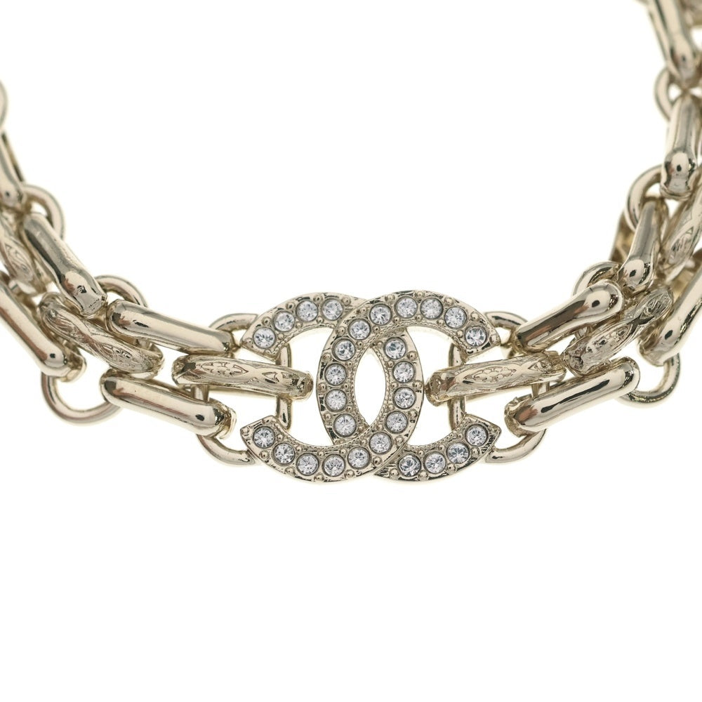 CHANEL(シャネル) ココマーク ラインストーン装飾 チェーンブレスレット ゴールド レディース