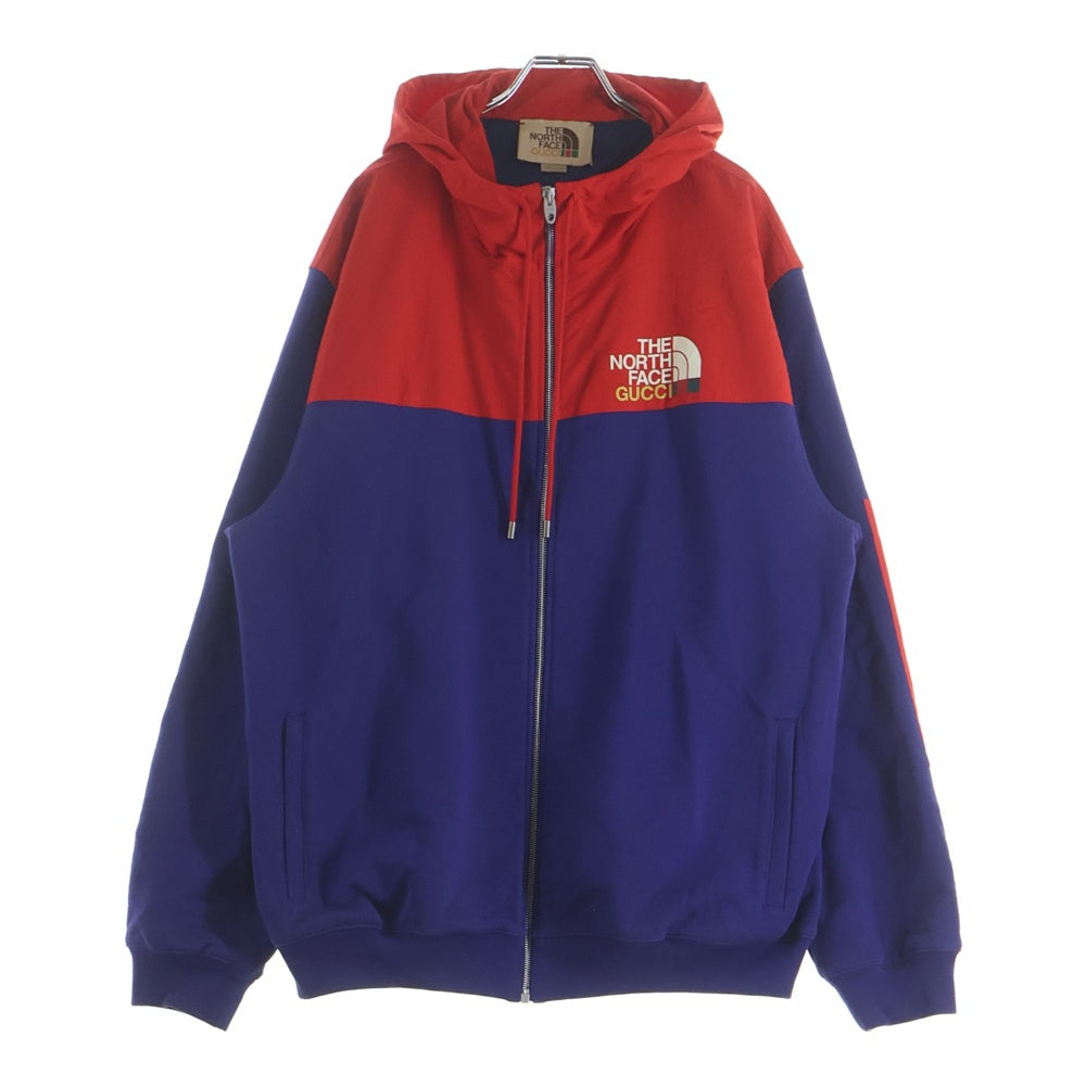 GUCCI(グッチ) adidas Hoodie アディダス ナイロン切替 ジップアップスウェットパーカー フーディー ネイビー 548334 XJEMJ