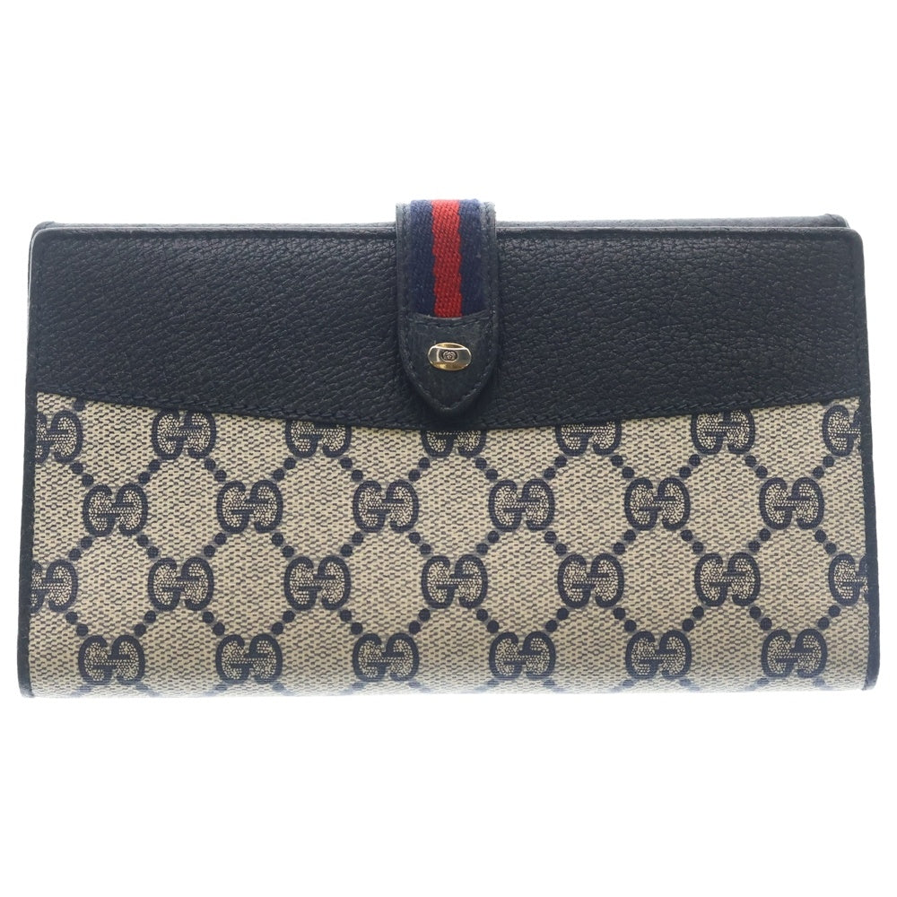 GUCCI(グッチ) VINTAGE Wallet ヴィンテージ シェリーライン ロングウォレット 長財布 ネイビー レディース