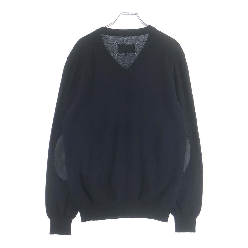 Maison Margiela(メゾンマルジェラ) 12AW エルボーパッチ Vネックニットセーター ブラック