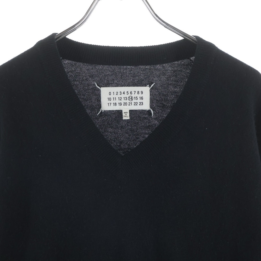 Maison Margiela(メゾンマルジェラ) 12AW エルボーパッチ Vネックニットセーター ブラック