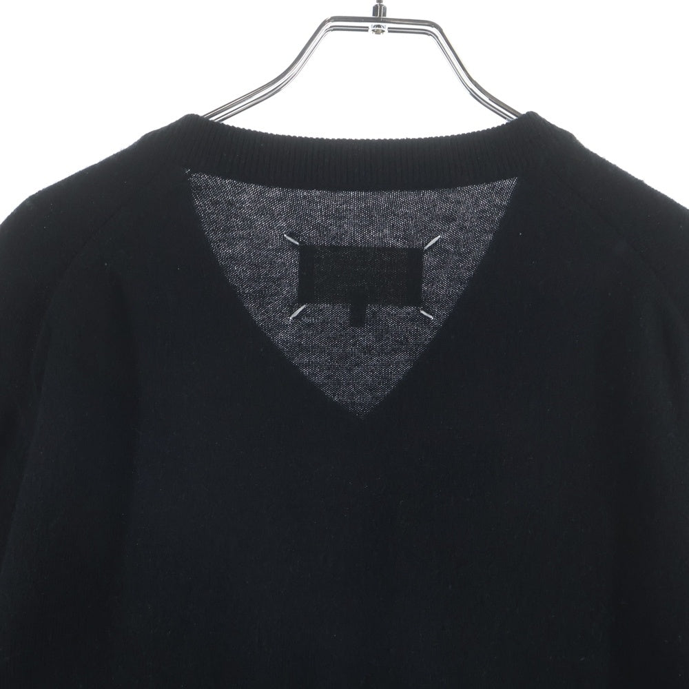 Maison Margiela(メゾンマルジェラ) 12AW エルボーパッチ Vネックニットセーター ブラック