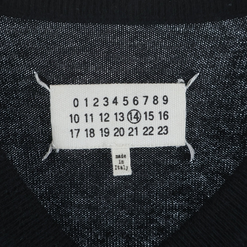 Maison Margiela(メゾンマルジェラ) 12AW エルボーパッチ Vネックニットセーター ブラック