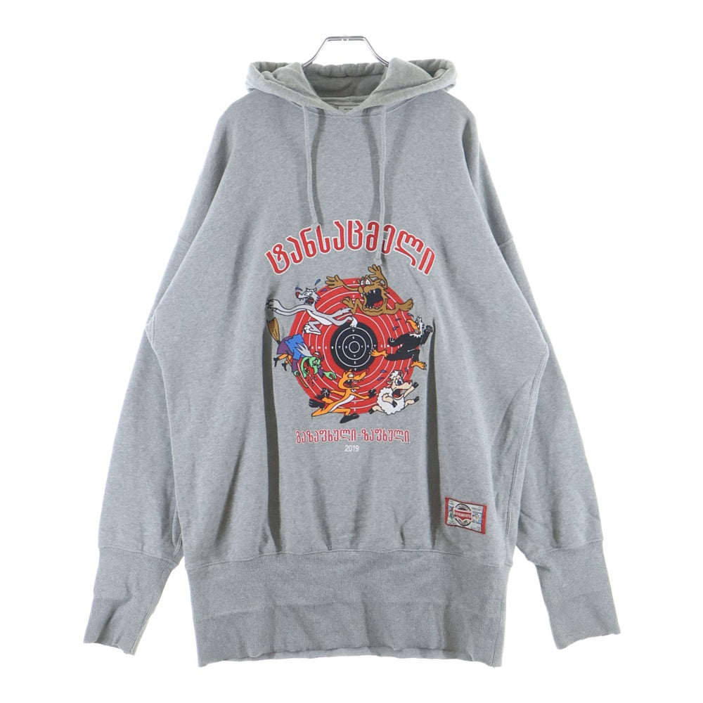 VETEMENTS(ヴェトモン) 19SS CARTOON HOODIE USS197010 カートゥーン フーディー フロント刺繍 プルオーバーパーカー グレー