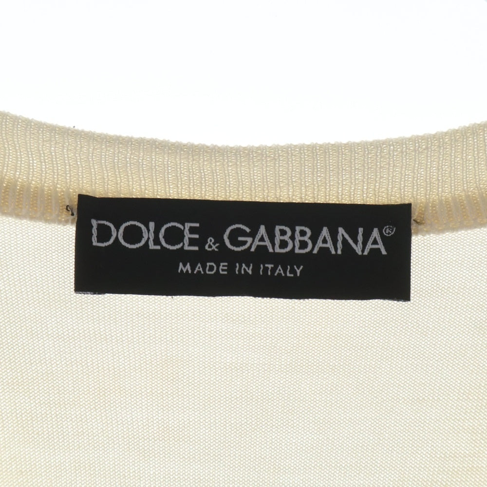 DOLCE & GABBANA(ドルチェアンドガッバーナ) FRONT-LACE KNIT CARDIGAN フローラルレース シアーカーディガン ホワイト レディース