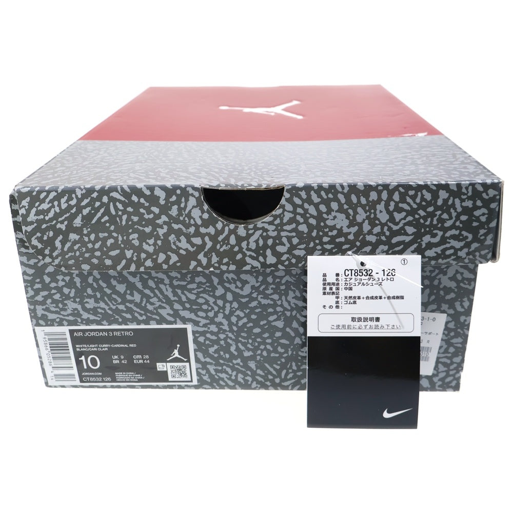 NIKE(ナイキ) AIR JORDAN3 CARDINAL RED CT8532-126 エアジョーダン3 カーディナルレッド ハイカットスニーカー ホワイト/レッド US10/28.0cm