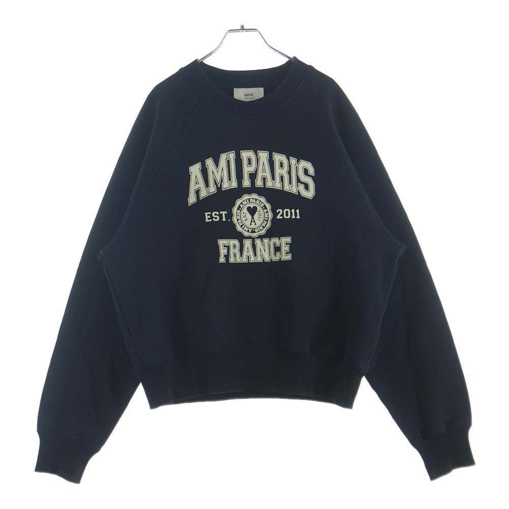 AMI Alexandre Mattiussi アミアレクサンドルマテュッシ Sweatshirt ロゴプリント クルーネックスウェットトレーナー ブラック USW010.747 AMI Alexandre Mattiussi(アミアレクサンドルマテュッシ) Sweatshirt