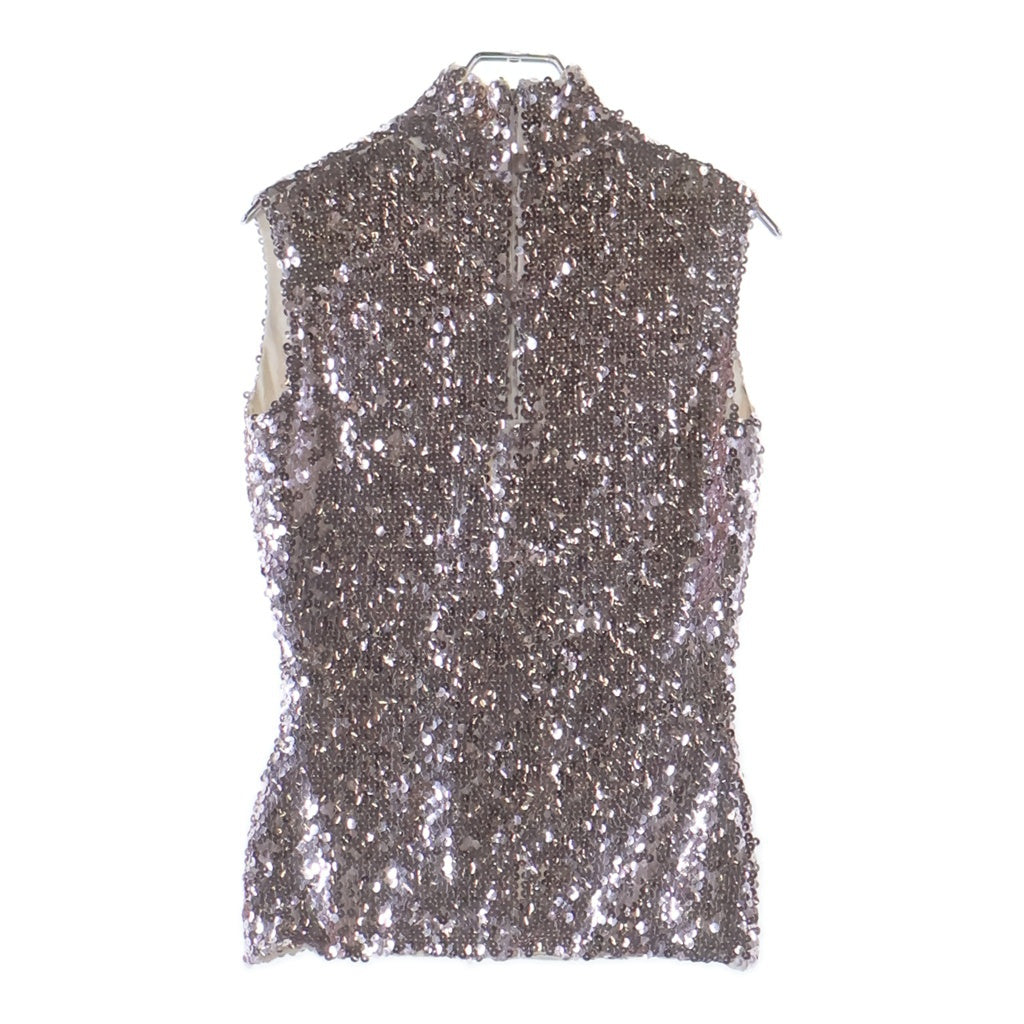 Christian Dior(クリスチャンディオール) 15AW Silver Sequin Shirt Dress スパンコール装飾 ノースリーブドレスシャツ ピンク レディース 5A21520W1915