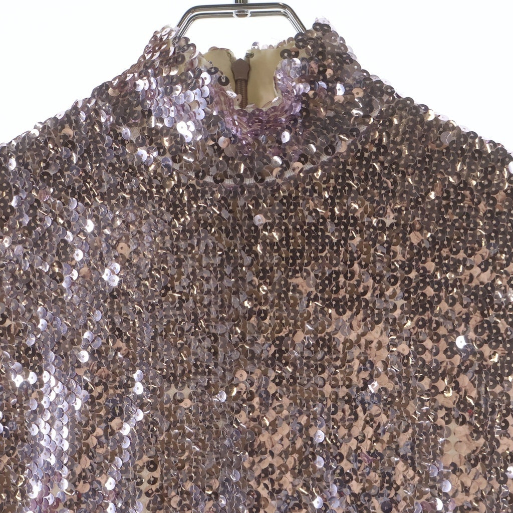 Christian Dior(クリスチャンディオール) 15AW Silver Sequin Shirt Dress スパンコール装飾 ノースリーブドレスシャツ ピンク レディース 5A21520W1915