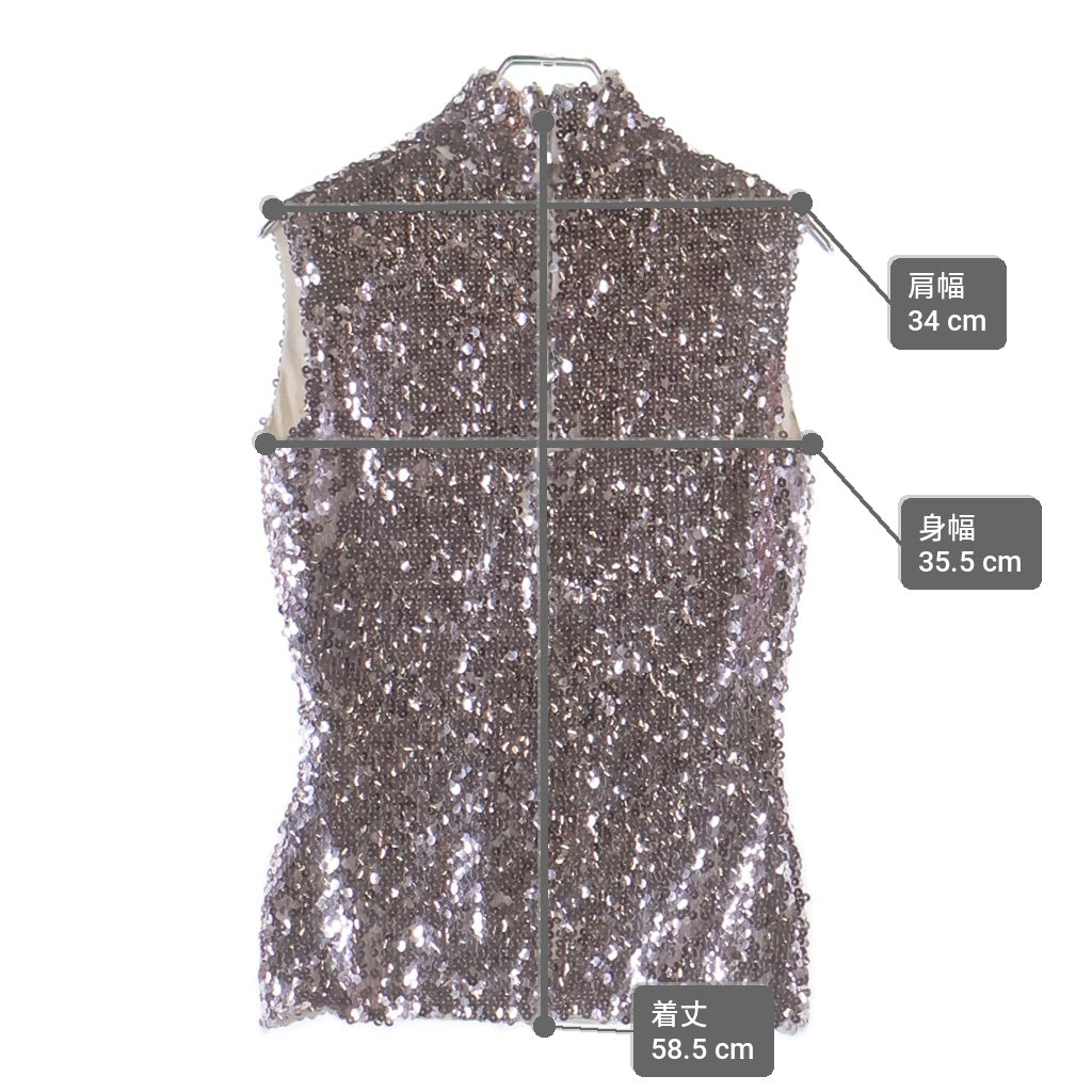 Christian Dior(クリスチャンディオール) 15AW Silver Sequin Shirt Dress スパンコール装飾 ノースリーブドレスシャツ ピンク レディース 5A21520W1915