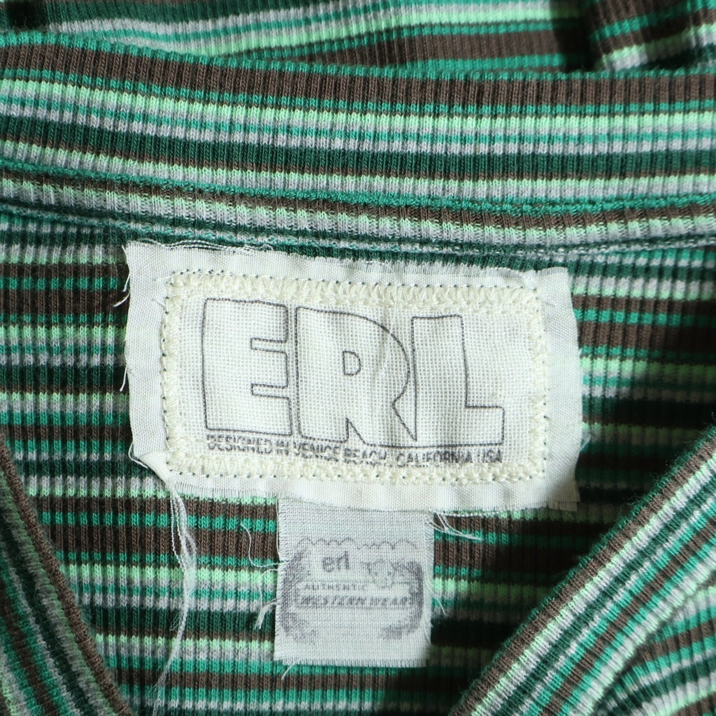 ERL(イーアールエル) Striped L/S T-Shirt ボーダー長袖Tシャツ ロンT グリーン