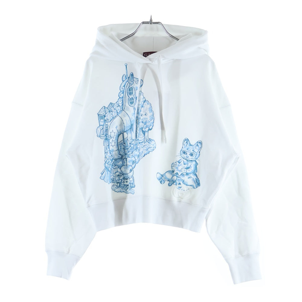 GUCCI(グッチ) Higuchi Yuko Hoodie 日本限定 ヒグチユウコ ロゴ刺繍プルオーバースウェットパーカー フーディー ホワイト 853426 XJHUG