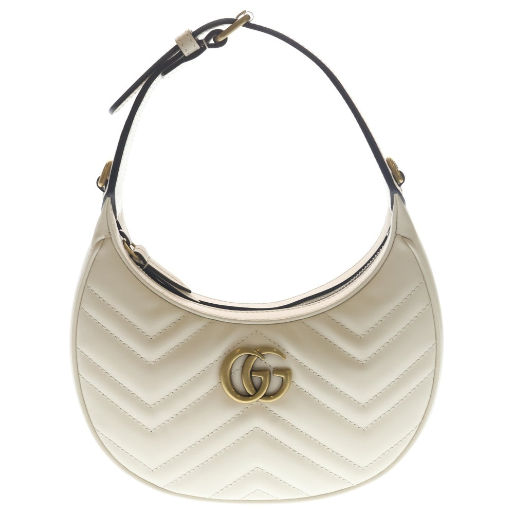 GUCCI(グッチ) GG Marmont Half Moon Shoulder Bag GGマーモント ハーフムーン レザーハンドバッグ チェーンショルダーバッグ アイボリー 699514 レディース
