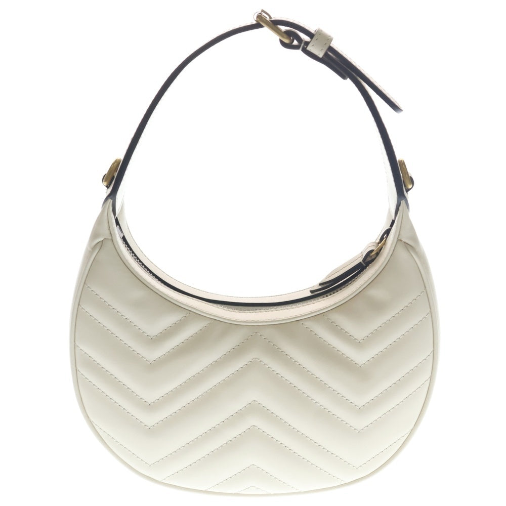 GUCCI(グッチ) GG Marmont Half Moon Shoulder Bag GGマーモント ハーフムーン レザーハンドバッグ チェーンショルダーバッグ アイボリー 699514 レディース