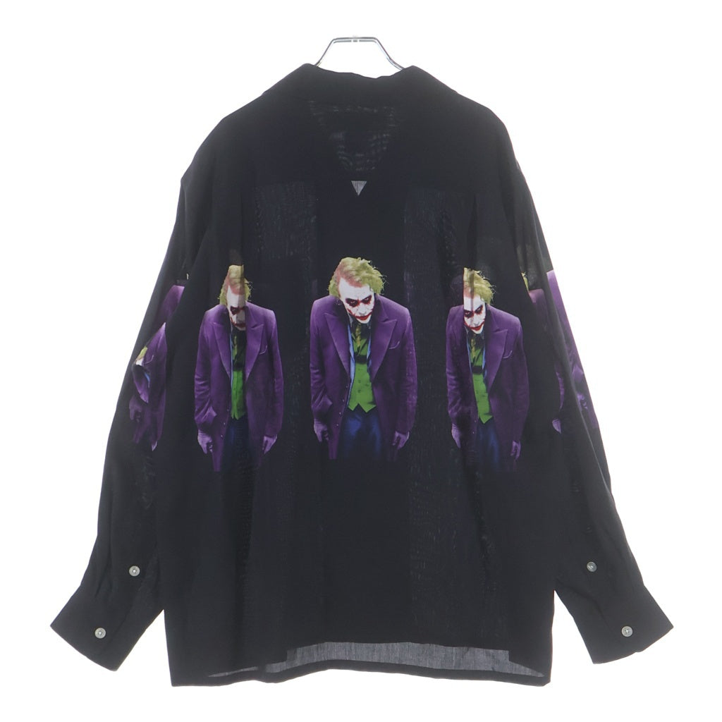 WACKO MARIA(ワコマリア) 25AW ×THE DARK KNIGHT TRILOGY L/S HAWAIIAN SHIRT TYPE-1 TDKT-WM-HI06 ダークナイト・トリロジー ジョーカー総柄プリント 長袖ハワイアンシャツ ブラック
