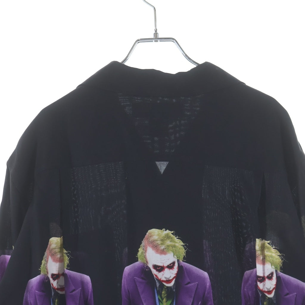 WACKO MARIA(ワコマリア) 25AW ×THE DARK KNIGHT TRILOGY L/S HAWAIIAN SHIRT TYPE-1 TDKT-WM-HI06 ダークナイト・トリロジー ジョーカー総柄プリント 長袖ハワイアンシャツ ブラック