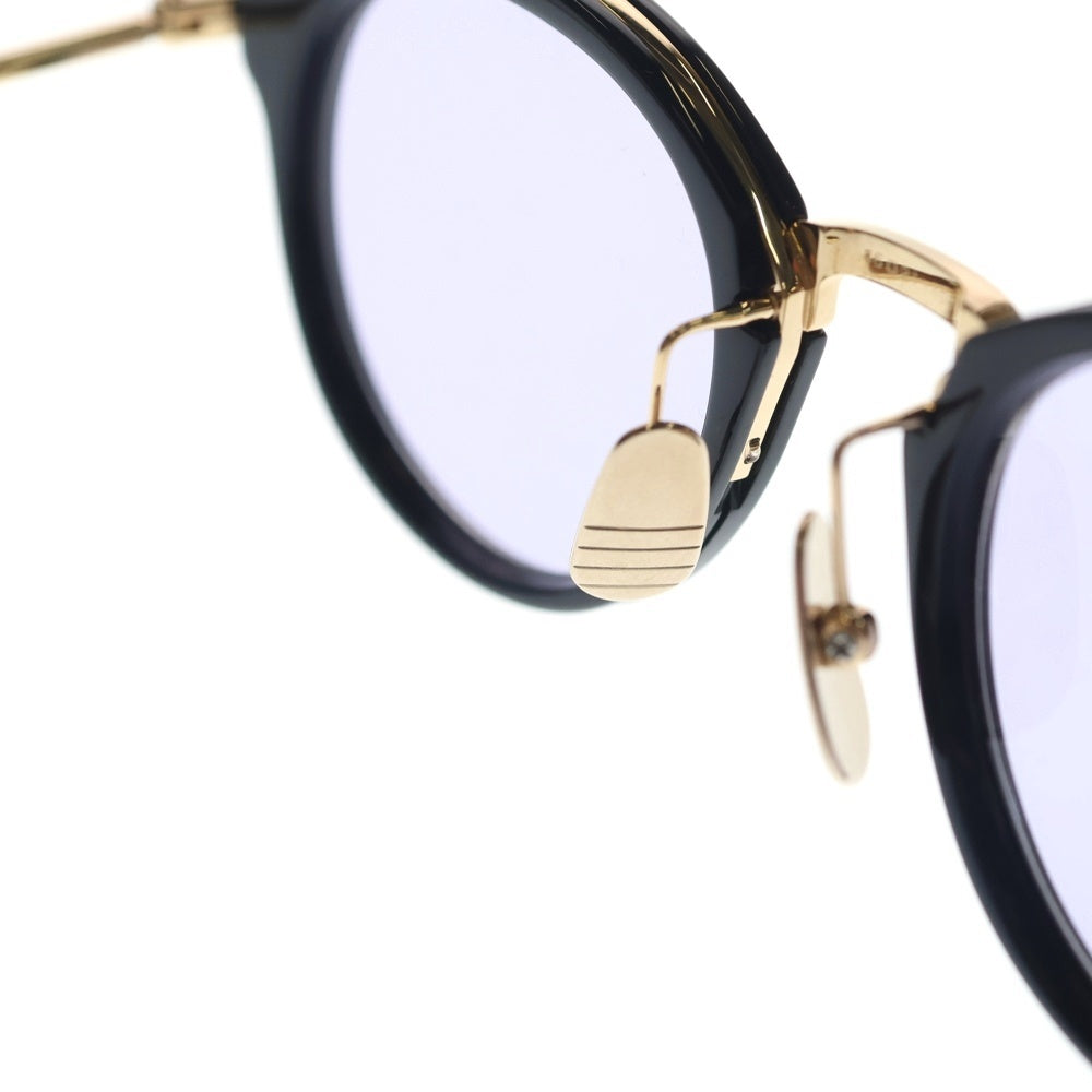 THOM BROWNE(トムブラウン) ウェリントン型 K12テンプル カラーサングラス 眼鏡 アイウェア ブラック/ゴールド TB-011A-46