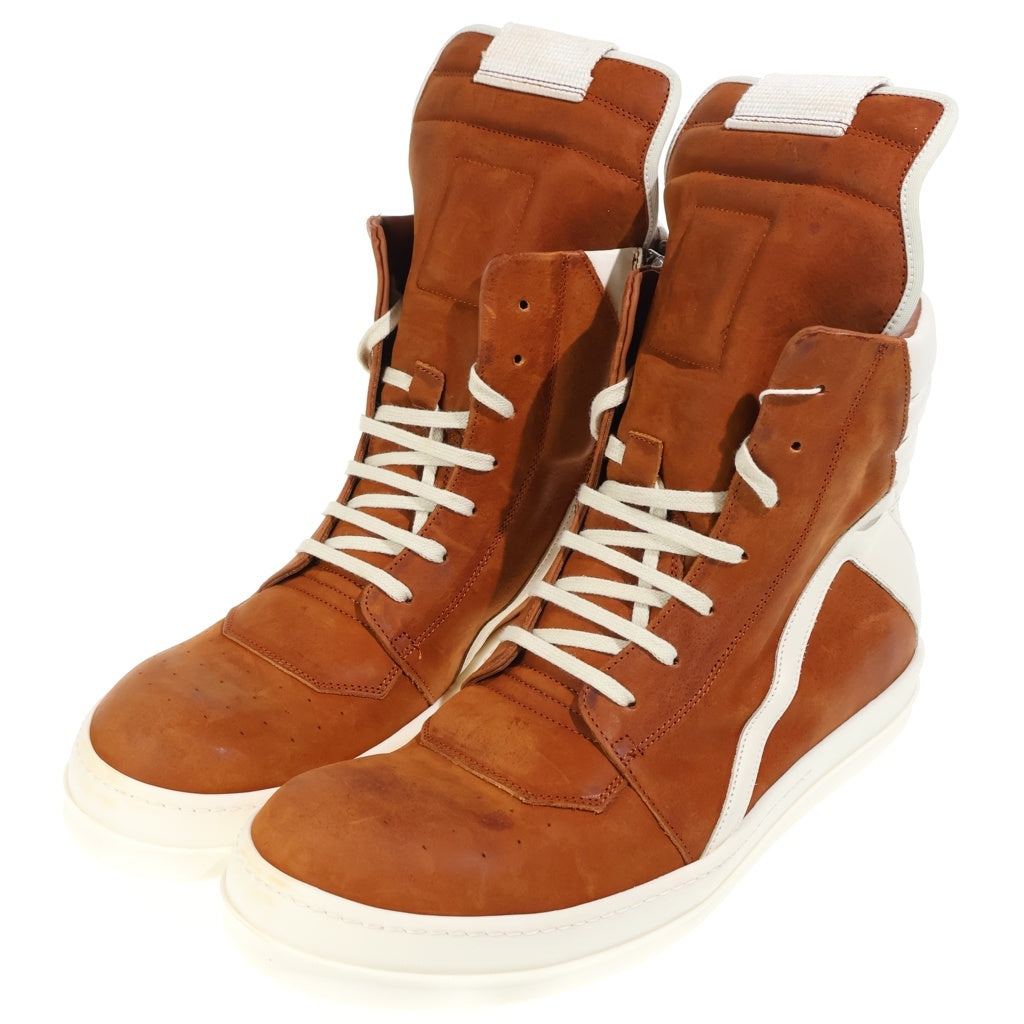Rick Owens(リックオウエンス) GEOBASKET ジオバスケット レザーハイカットスニーカー ブラウン RP01D2894-LBKLCO
