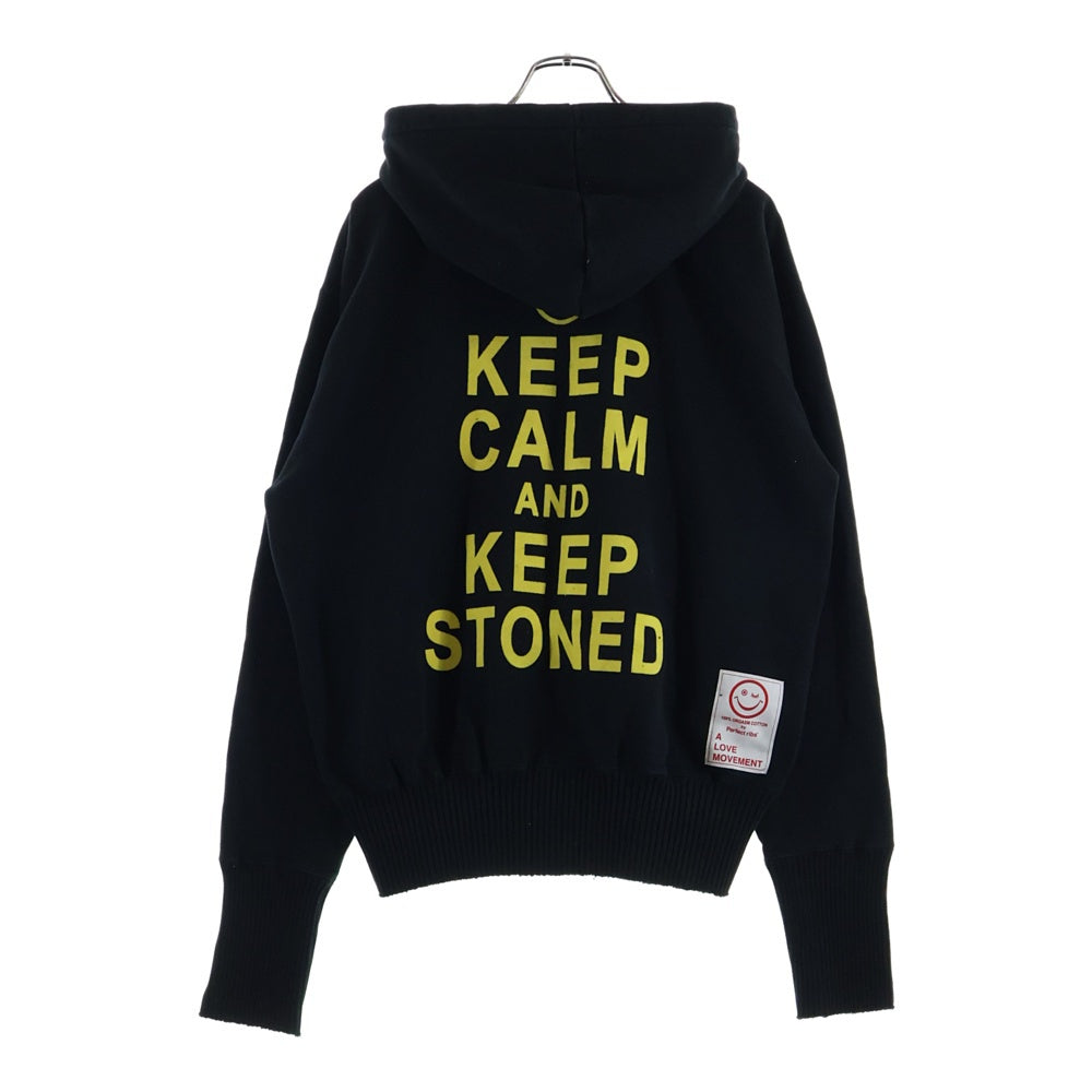 Perfect Ribs(パーフェクトリブス) ×A LOVE MOVEMENT KEEP CALM Basic Zip Hoodie ア ラブ ムーブメント ベーシック ジップアップスウェットパーカー フーディー ブラック PR534035A