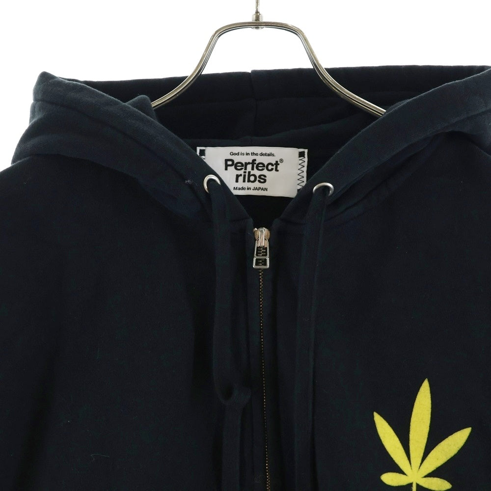 Perfect Ribs(パーフェクトリブス) ×A LOVE MOVEMENT KEEP CALM Basic Zip Hoodie ア ラブ ムーブメント ベーシック ジップアップスウェットパーカー フーディー ブラック PR534035A