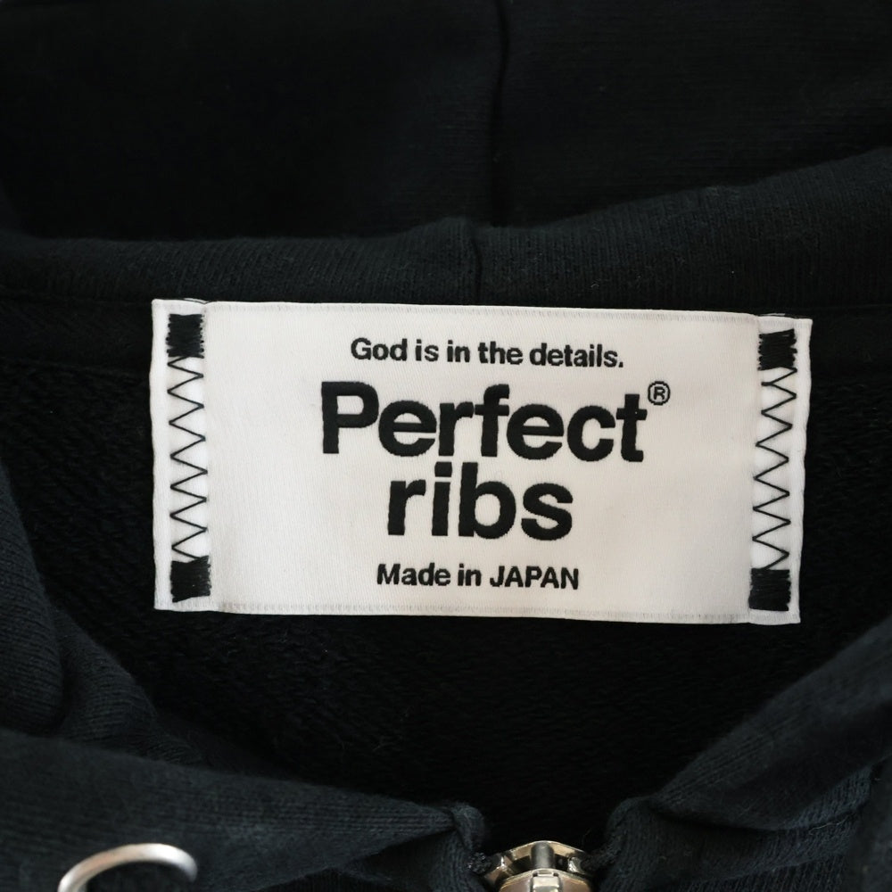 Perfect Ribs(パーフェクトリブス) ×A LOVE MOVEMENT KEEP CALM Basic Zip Hoodie ア ラブ ムーブメント ベーシック ジップアップスウェットパーカー フーディー ブラック PR534035A