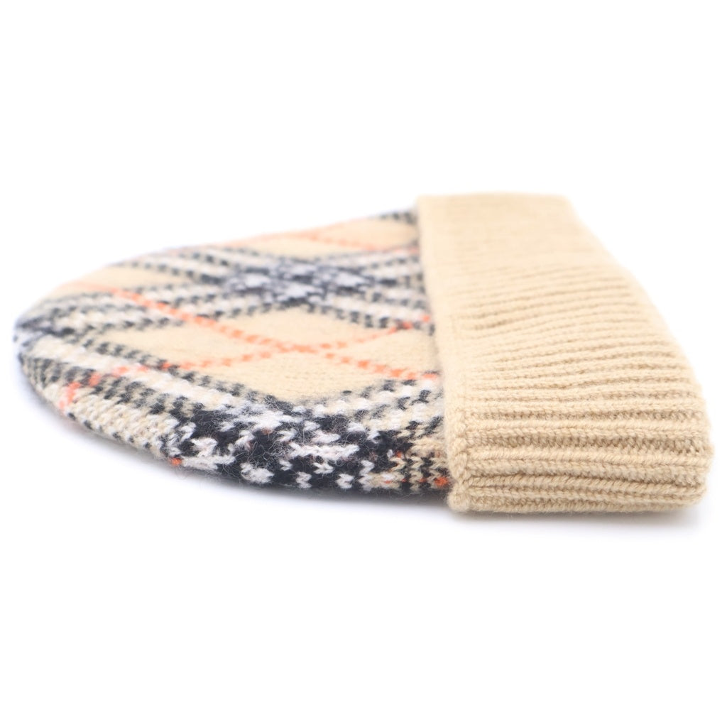 BURBERRY(バーバリー) チェック カシミヤビーニー 帽子 ニット帽 8098886 ベージュ