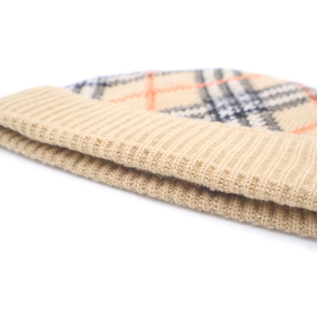 BURBERRY(バーバリー) チェック カシミヤビーニー 帽子 ニット帽 8098886 ベージュ